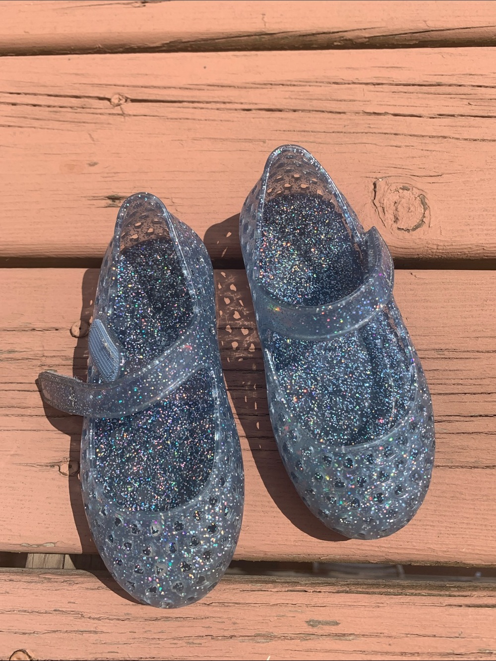 Old Navy Sparkle Jelly Mary Jane Shoes in Clear Blue Glitter